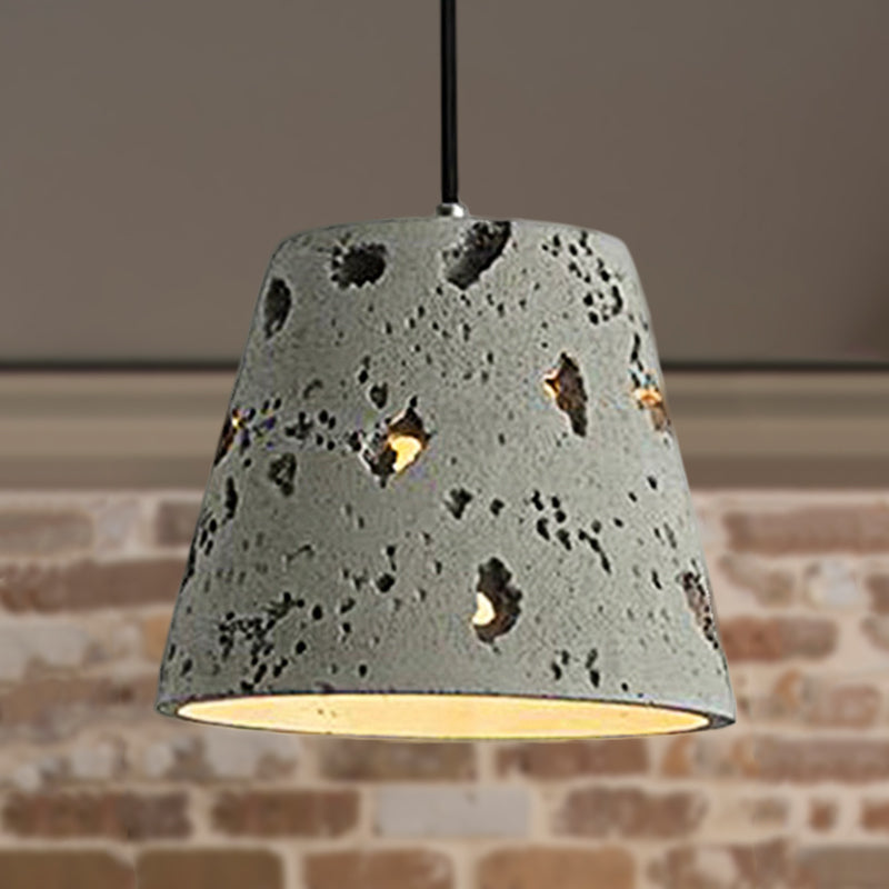 Ripple/Barrel/Loving Heart Shade Cement Hanging Light Industrial Style 1 Light Dining Room Pendant Light Fixture in Grey Grey Barrel Clearhalo 'Ceiling Lights' 'Industrial Pendants' 'Industrial' 'Middle Century Pendants' 'Pendant Lights' 'Pendants' 'Tiffany' Lighting' 249725