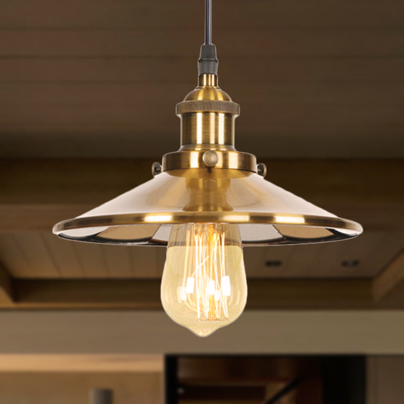 Brass Finish Conic Pendant Light Mid Century Metal 1 Head Indoor Ceiling Lamp with Adjustable Cord Clearhalo 'Art Deco Pendants' 'Cast Iron' 'Ceiling Lights' 'Ceramic' 'Crystal' 'Industrial Pendants' 'Industrial' 'Metal' 'Middle Century Pendants' 'Pendant Lights' 'Pendants' 'Tiffany' Lighting' 249788