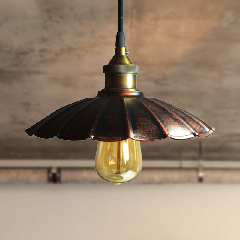 Scalloped Living Room Ceiling Pendant Antique Style Iron 1 Light Copper Hanging Pendant Light Copper Clearhalo 'Art Deco Pendants' 'Cast Iron' 'Ceiling Lights' 'Ceramic' 'Crystal' 'Industrial Pendants' 'Industrial' 'Metal' 'Middle Century Pendants' 'Pendant Lights' 'Pendants' 'Tiffany' Lighting' 249809