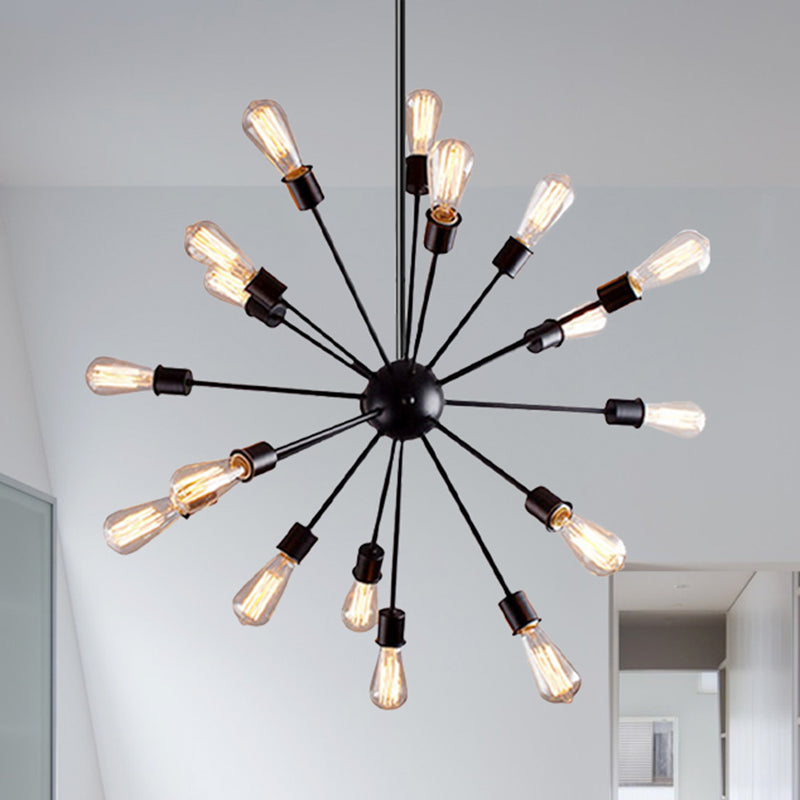 Black 9/12 Lights Chandelier Lighting Retro Industrial Metal Sputnik Pendant Lighting Fixture for Dining Room Clearhalo 'Cast Iron' 'Ceiling Lights' 'Chandeliers' 'Industrial Chandeliers' 'Industrial' 'Metal' 'Middle Century Chandeliers' 'Rustic Chandeliers' 'Tiffany' Lighting' 249867