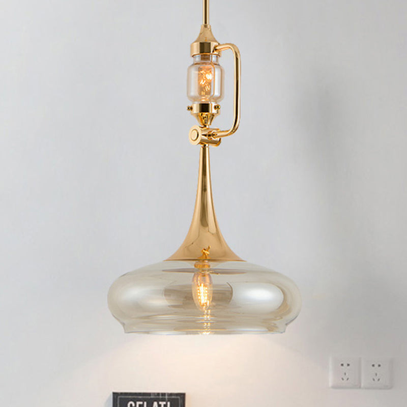 Clear Glass Trumpet Ceiling Lamp Modern 1 Bulb Living Room Pendant Lighting Fixture Clear Clearhalo 'Ceiling Lights' 'Glass shade' 'Glass' 'Pendant Lights' 'Pendants' Lighting' 249877