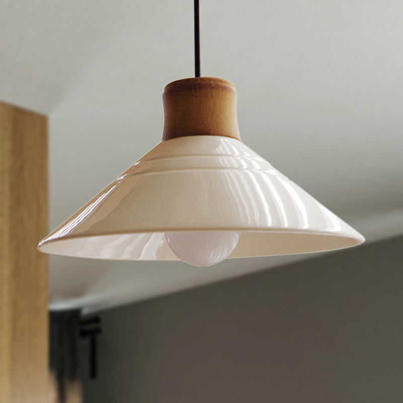 White Conic Pendant Lamp Modern Style Ceramic 1 Light Hanging Light Fixture for Dining Room White A Clearhalo 'Ceiling Lights' 'Modern Pendants' 'Modern' 'Pendant Lights' 'Pendants' Lighting' 249920