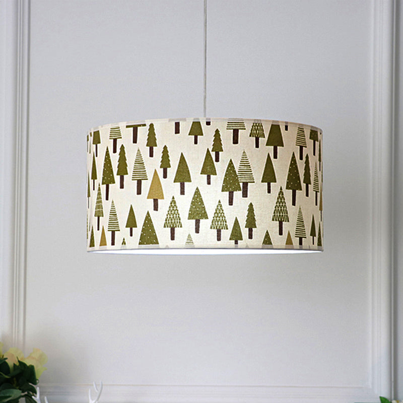 Fabric Pine Tree Hanging Light Dining Room Contemporary Pendant Light in Green Clearhalo 'Ceiling Lights' 'Pendant Lights' 'Pendants' Lighting' 250253