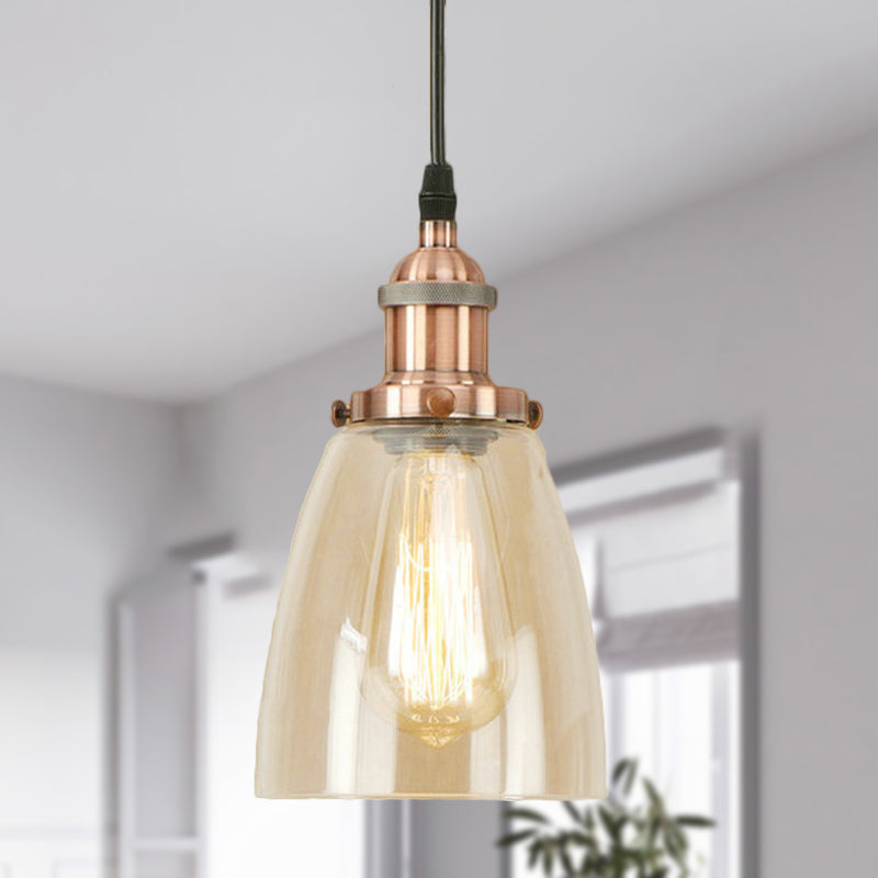 Brass/Copper 1 Light Pendant Ceiling Light Farmhouse Clear Glass Tapered Lighting Fixture Copper Clearhalo 'Ceiling Lights' 'Glass shade' 'Glass' 'Industrial Pendants' 'Industrial' 'Middle Century Pendants' 'Pendant Lights' 'Pendants' 'Tiffany' Lighting' 250324