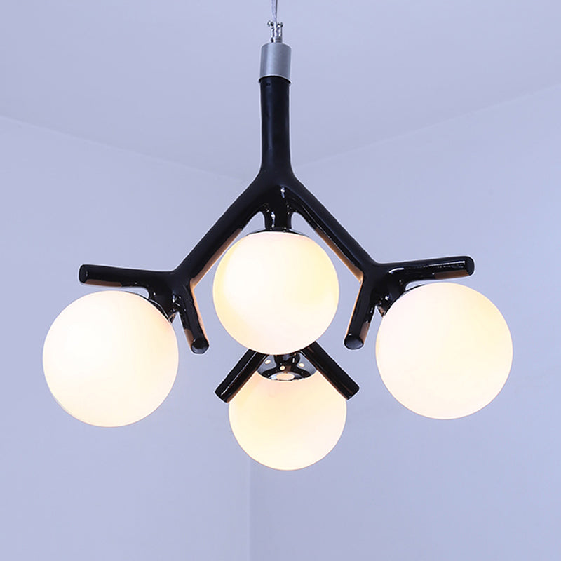 Metal Branch Pendant Light with Orb Shade Kid Bedroom 4 Heads Modern Chandelier Clearhalo 'Ceiling Lights' 'Pendant Lights' 'Pendants' Lighting' 251070