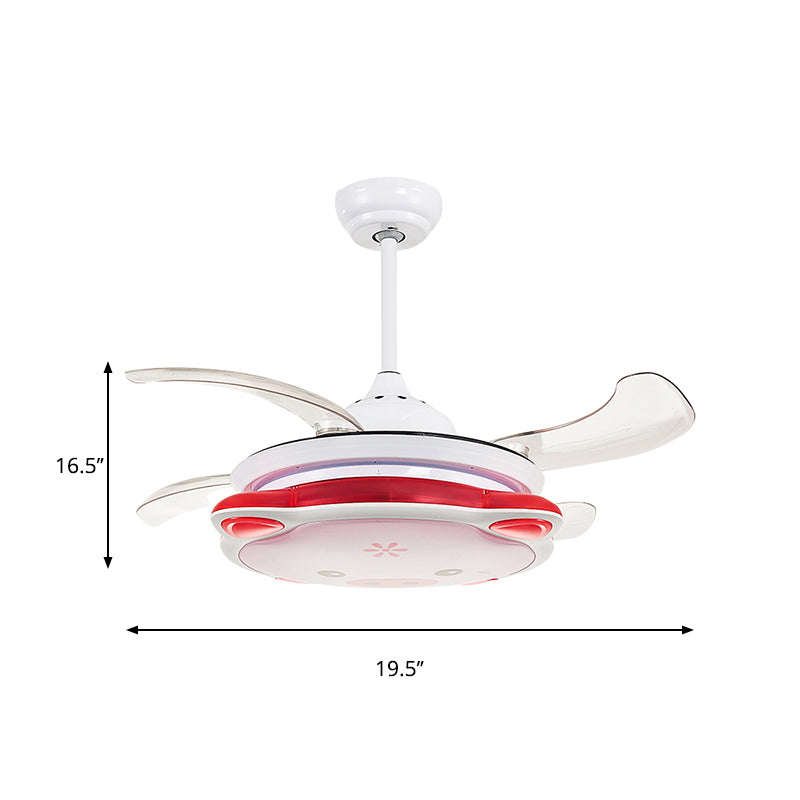 Pink Drum Ceiling Light with Blade One Head Modern Metal Fan Ceiling for Child Bedroom Clearhalo 'Ceiling Fans with Lights' 'Ceiling Fans' 'Kids Ceiling Fans' 'Kids' Lighting' 251634