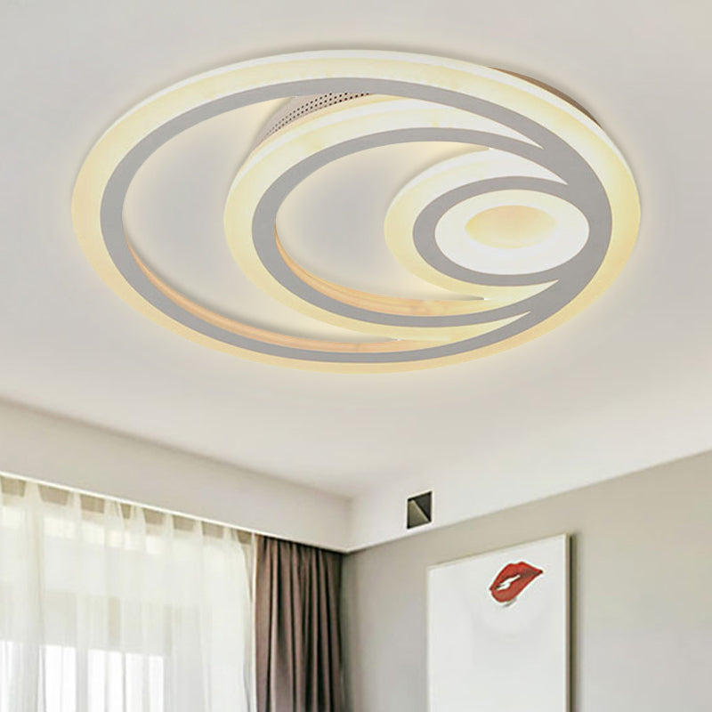 White Round Flush Mount Ceiling Light Chic Modern Acrylic Ceiling Light Fixture for Kindergarten White Warm Clearhalo 'Ceiling Lights' 'Close To Ceiling Lights' 'Close to ceiling' 'Flush mount' Lighting' 251636