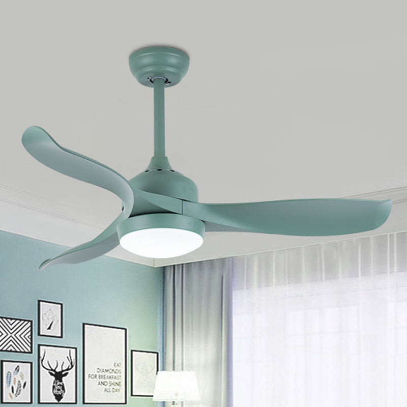 Living Room Semi Flush Mount Light with 3 Blades Metal Macaron Loft Ceiling Fan in Green Clearhalo 'Ceiling Fans with Lights' 'Ceiling Fans' 'Kids Ceiling Fans' 'Kids' Lighting' 251644