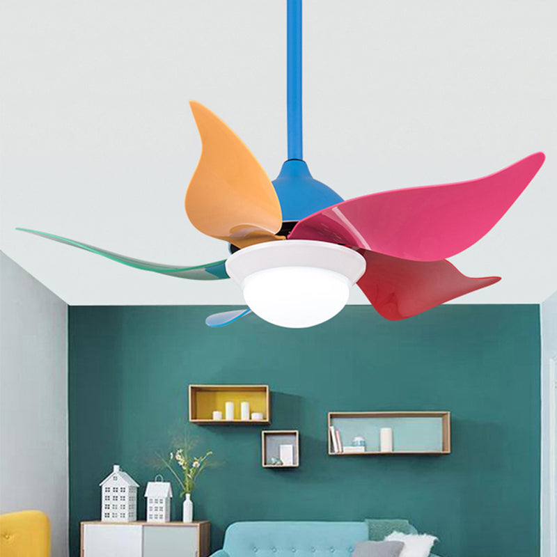 Metal Windmill Semi Flush Mount Light 1 Head Kids Colorful Ceiling Fan for Kindergarten Blue Clearhalo 'Ceiling Fans with Lights' 'Ceiling Fans' 'Kids Ceiling Fans' 'Kids' Lighting' 251647