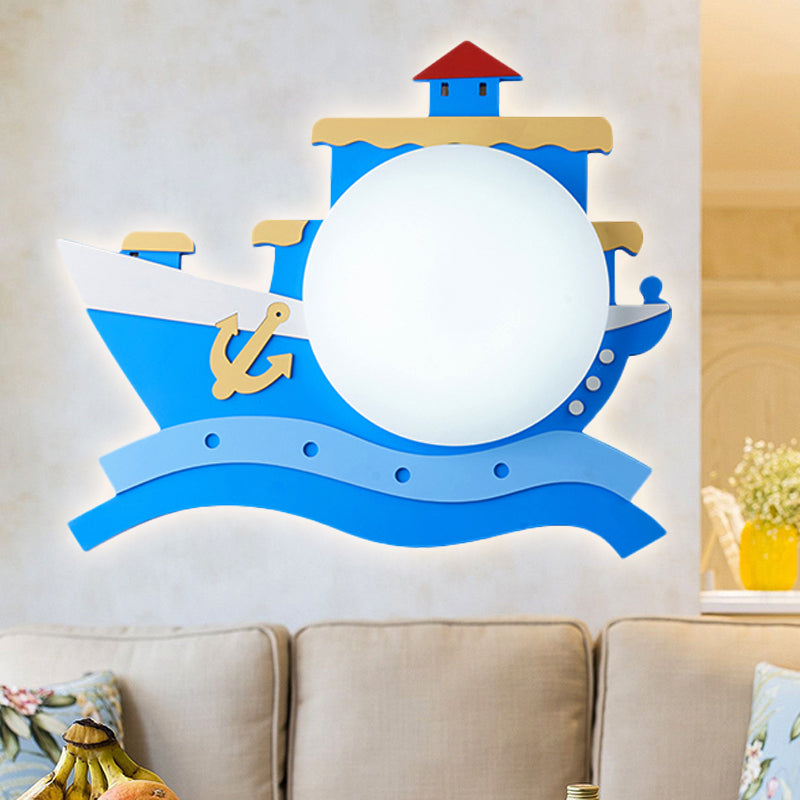 Wood Steamship Flush Mount Light Kindergarten Nautical Ceiling Lamp Clearhalo 'Ceiling Lights' 'Close To Ceiling Lights' 'Close to ceiling' 'Flush mount' Lighting' 251929