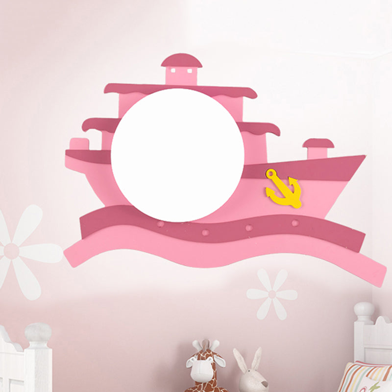 Wood Steamship Flush Mount Light Kindergarten Nautical Ceiling Lamp Pink Clearhalo 'Ceiling Lights' 'Close To Ceiling Lights' 'Close to ceiling' 'Flush mount' Lighting' 251930