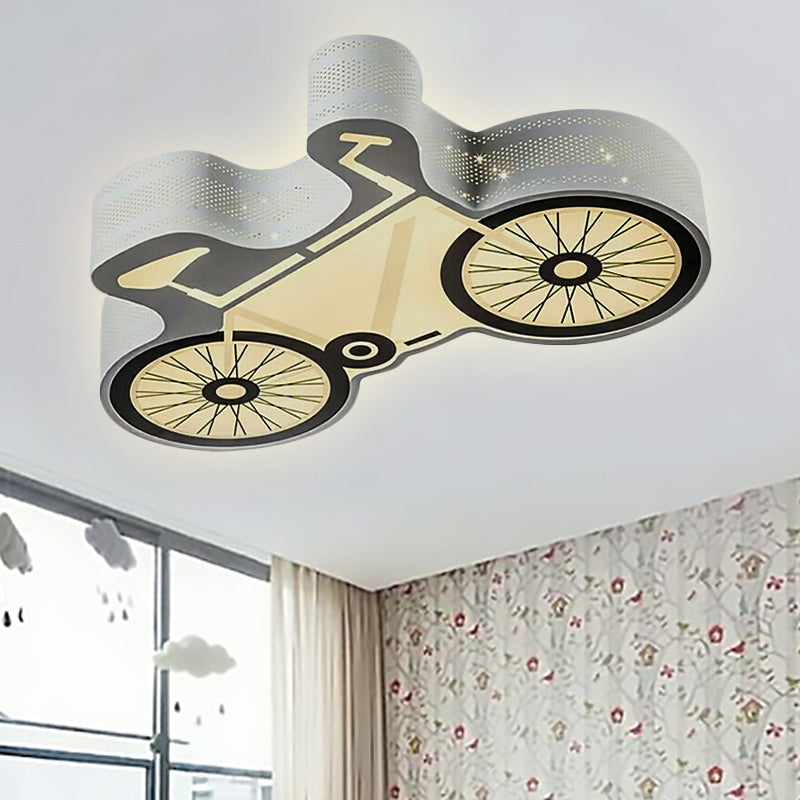 White Bicycle Flush Mount Ceiling Light Kids Metal LED Ceiling Light Fixture for Bedroom White Clearhalo 'Ceiling Lights' 'Close To Ceiling Lights' 'Close to ceiling' 'Flush mount' Lighting' 251966