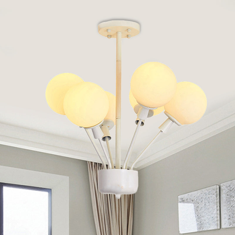 6 Lights Balloon Pendant Light Modern Metal & Glass Hanging Lamp in White for Child Bedroom Clearhalo 'Ceiling Lights' 'Close To Ceiling Lights' 'Glass shade' 'Glass' 'Pendant Lights' 'Pendants' Lighting' 252023