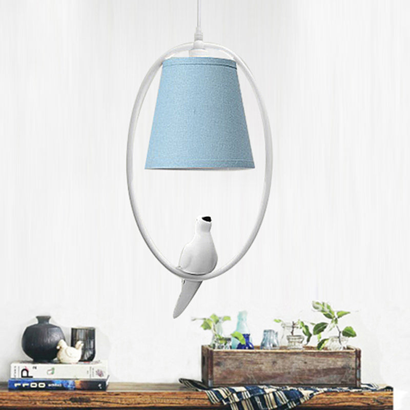 Balcony Bird Hanging Lamp with Tapered Shade Metal 1 Head Blue Pendant Light Clearhalo 'Ceiling Lights' 'Pendant Lights' 'Pendants' Lighting' 252032