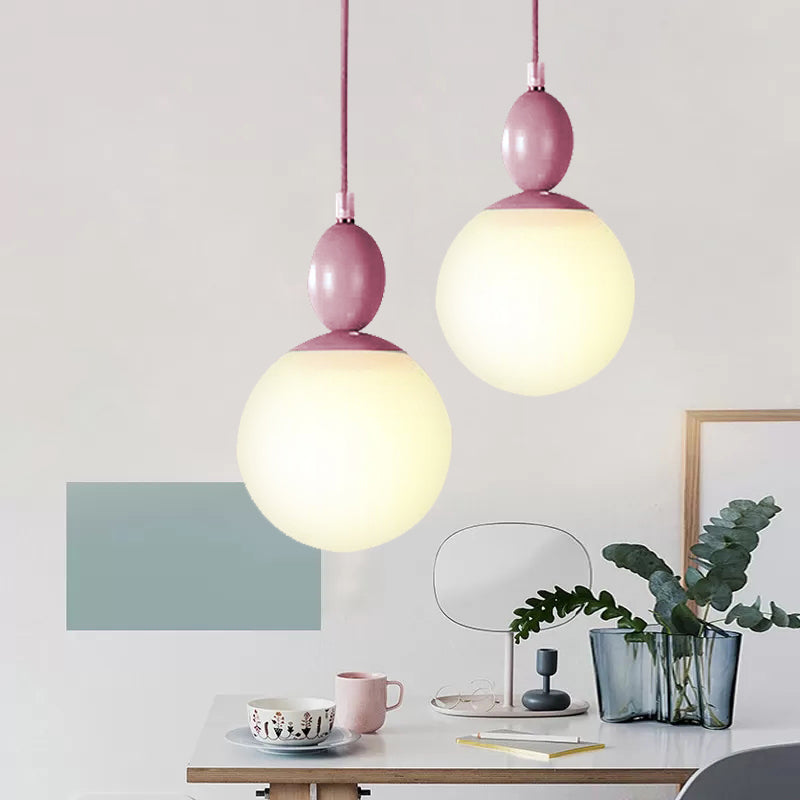 Nordic Style Small Pendant Light Orb Shade 1 Bulb Milk Glass Hanging Light for Corridor Clearhalo 'Ceiling Lights' 'Glass shade' 'Glass' 'Pendant Lights' 'Pendants' Lighting' 252122