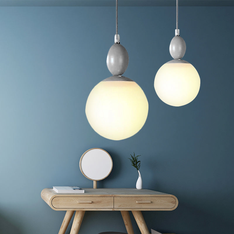 Nordic Style Small Pendant Light Orb Shade 1 Bulb Milk Glass Hanging Light for Corridor Grey Clearhalo 'Ceiling Lights' 'Glass shade' 'Glass' 'Pendant Lights' 'Pendants' Lighting' 252123