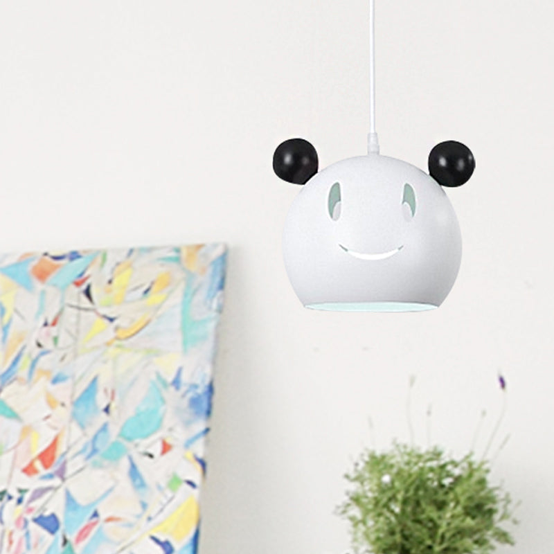 Black & White Panda Hanging Light 1 Light Animal Metal Suspension Light for Bathroom White Clearhalo 'Ceiling Lights' 'Pendant Lights' 'Pendants' Lighting' 252125_088839f7-709d-49d9-a5f7-b3ad5589c7b0