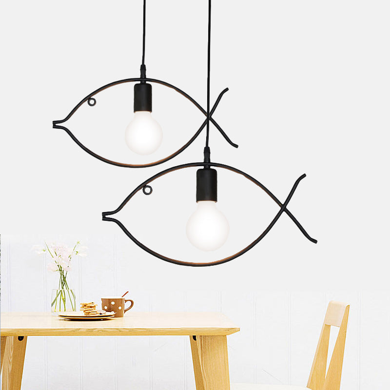 Metal Pendant Light Single, Adjustable Fish Metal Frame Ceiling Fixture for Kids Room Clearhalo 'Ceiling Lights' 'Pendant Lights' 'Pendants' Lighting' 252283