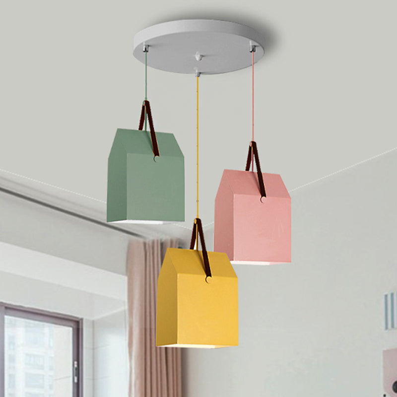 Undertint Bag Shape Pendant Light 1 Head Macaron Loft Metal Hanging Light for Cafe Clearhalo 'Ceiling Lights' 'Pendant Lights' 'Pendants' Lighting' 252446