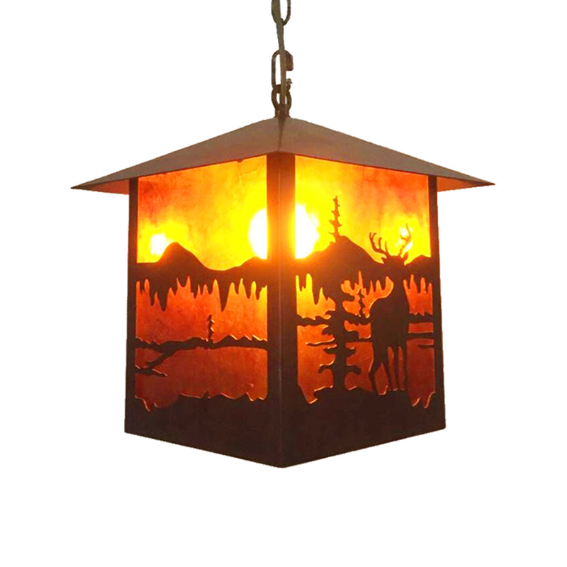 Elk Restaurant Hanging Light Kit Country Style Metal 1 Light Rust Pendant Lighting Clearhalo 'Ceiling Lights' 'Pendant Lights' 'Pendants' Lighting' 253225