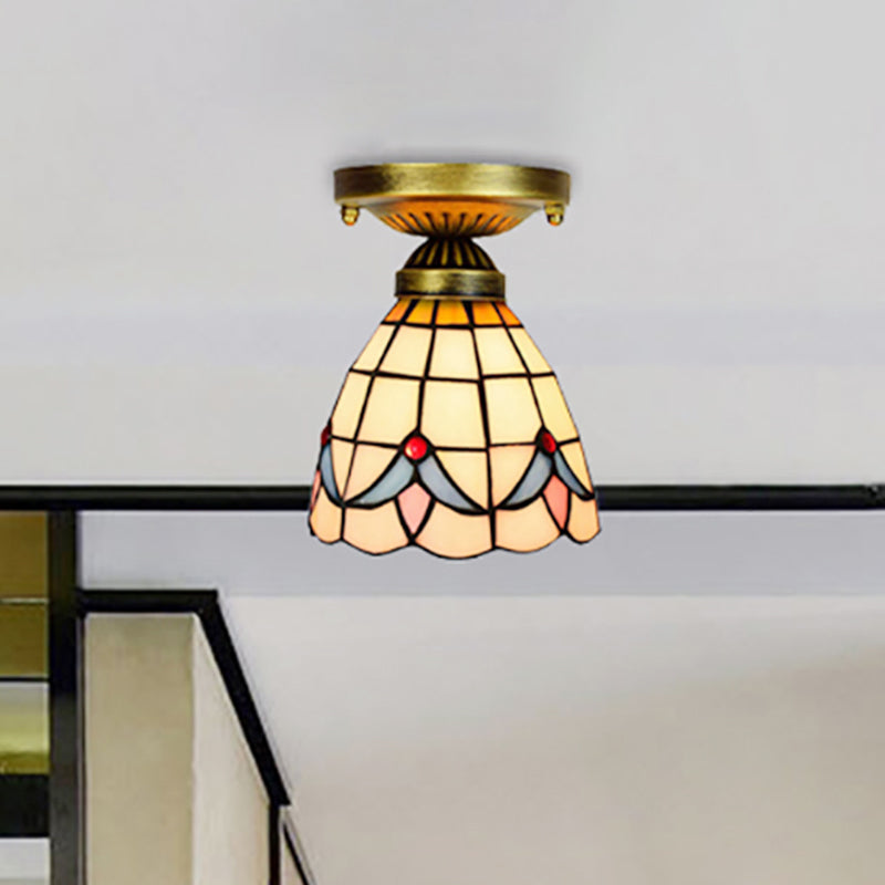 Tiffany Classic Grid Dome Ceiling Light 6