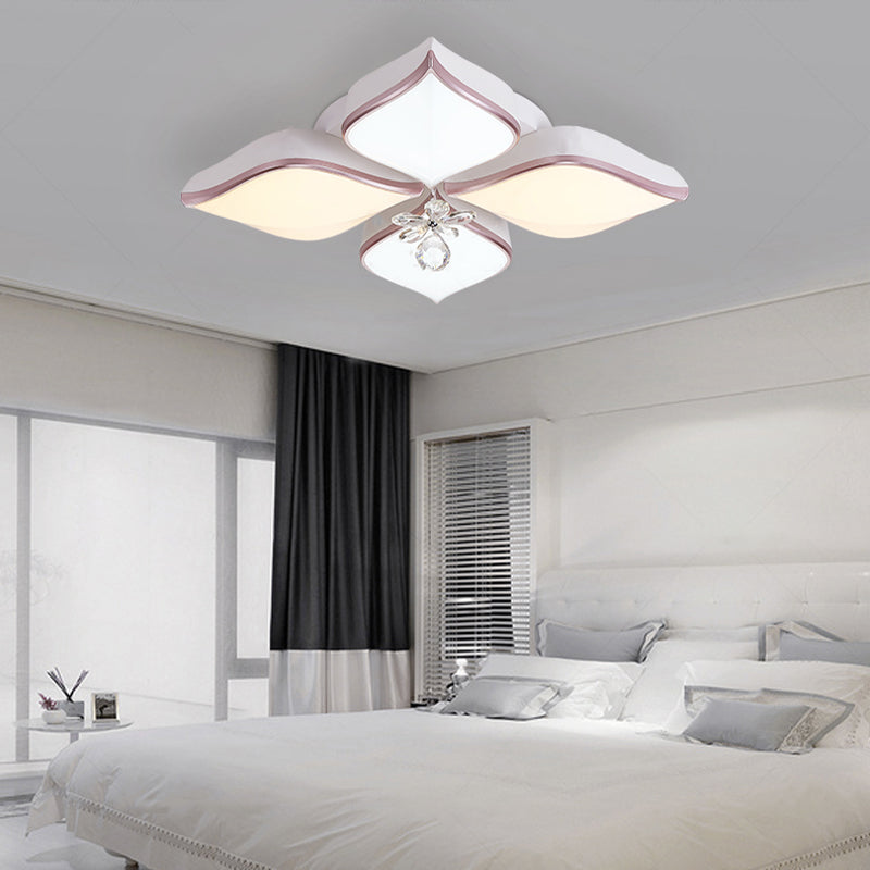 White Petal Shaped Flush Light Modern 24.5