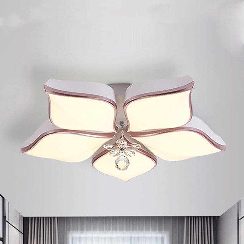 White Petal Shaped Flush Light Modern 24.5