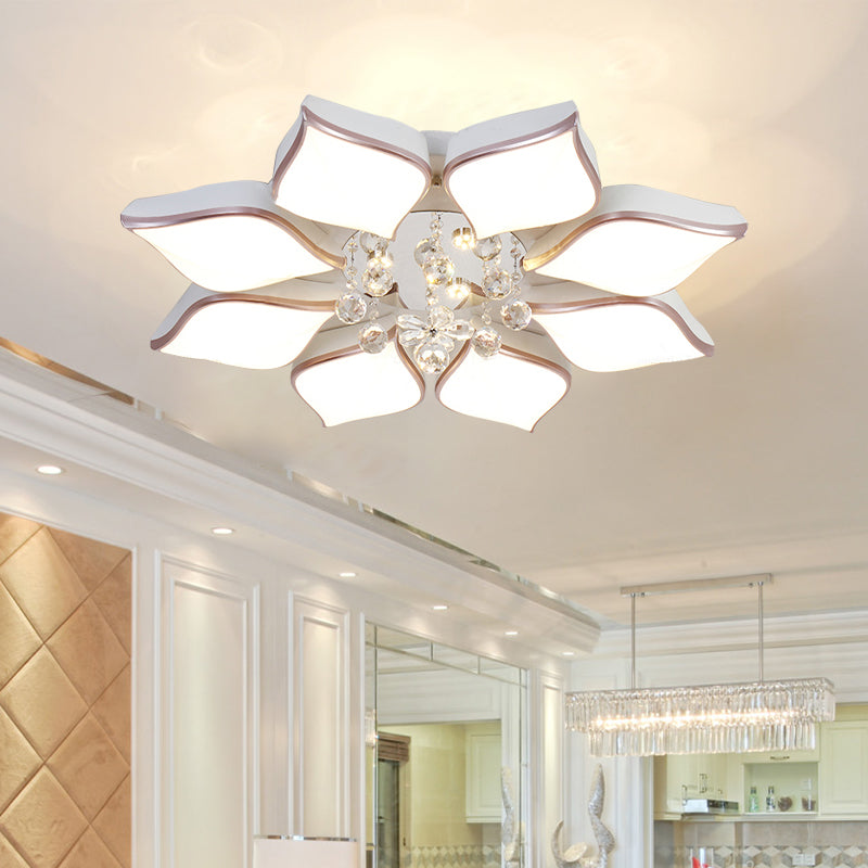 White Petal Shaped Flush Light Modern 24.5