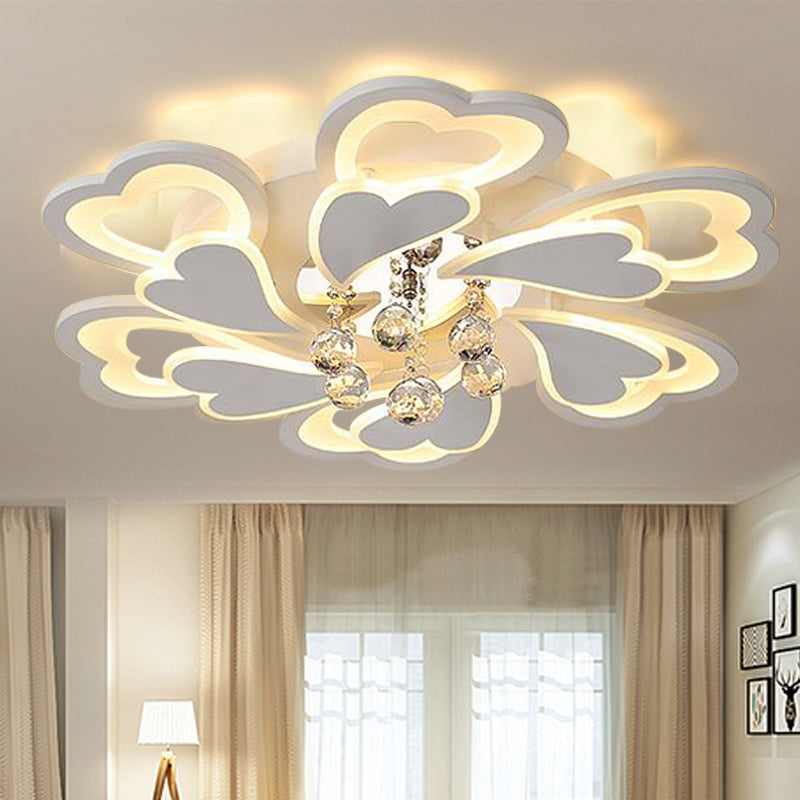 White Loving-Heart Flush Light Contemporary 27