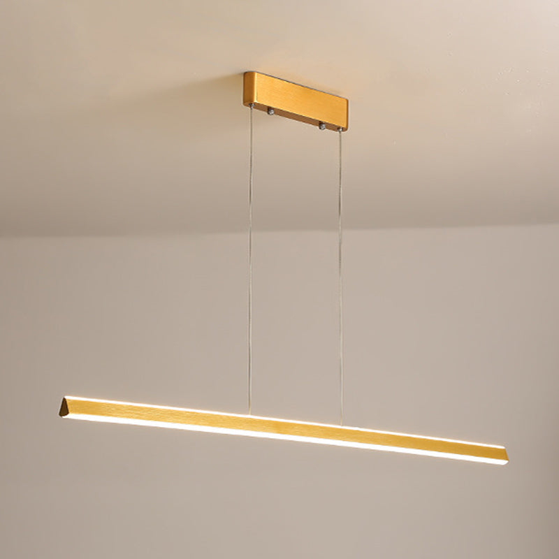 Triangular Prism Bar Pendant Lamp Simple Aluminum Dining Room LED Hanging Island Light Gold Clearhalo 'Ceiling Lights' 'Island Lights' Lighting' 2546546