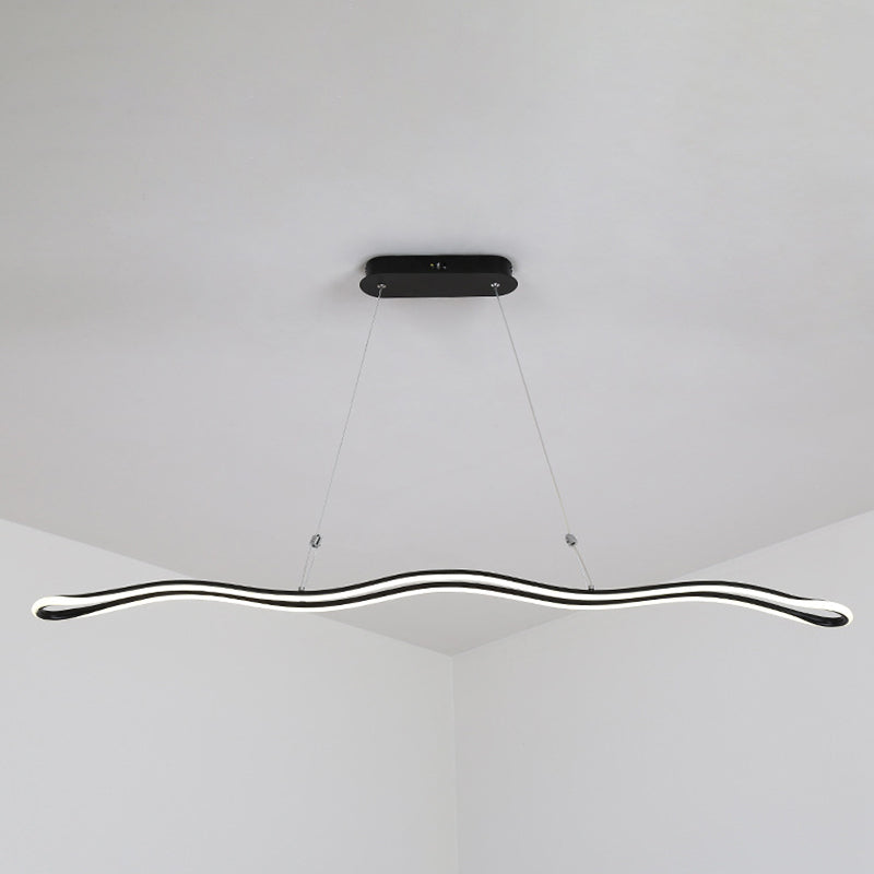 Wavy Strip Dining Room Hanging Lamp Kit Acrylic Modernist Linear LED Island Pendant Black Clearhalo 'Ceiling Lights' 'Island Lights' Lighting' 2546557