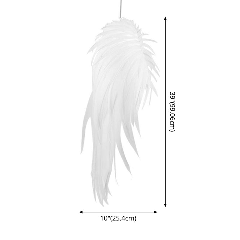 Angel Wing Feather Pendant Lighting Minimalist Plastic White Hanging Lamp for Living Room Clearhalo 'Ceiling Lights' 'Chandeliers' 'Modern Chandeliers' 'Modern' Lighting' 2546595