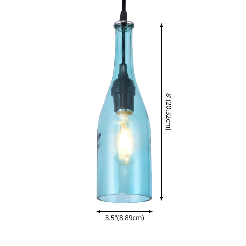 1 Light Bottle Shape Hanging Lamp Retro Industrial Glass Pendant Lamp for Restaurant Clearhalo 'Ceiling Lights' 'Glass shade' 'Glass' 'Industrial Pendants' 'Industrial' 'Middle Century Pendants' 'Pendant Lights' 'Pendants' 'Tiffany' Lighting' 2548839