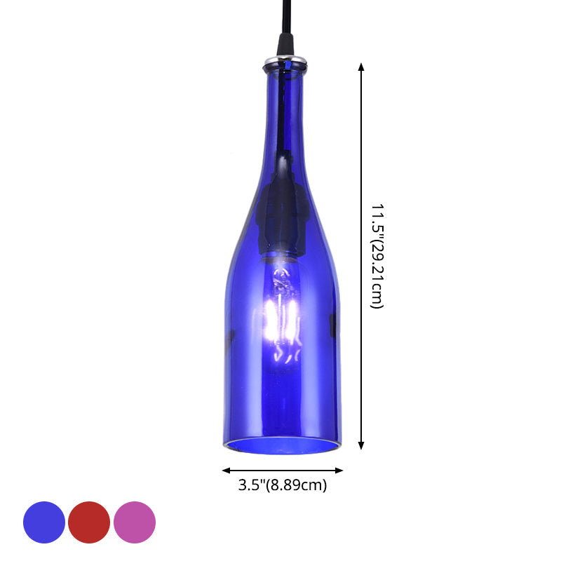 1 Light Bottle Shape Hanging Lamp Retro Industrial Glass Pendant Lamp for Restaurant Clearhalo 'Ceiling Lights' 'Glass shade' 'Glass' 'Industrial Pendants' 'Industrial' 'Middle Century Pendants' 'Pendant Lights' 'Pendants' 'Tiffany' Lighting' 2548840