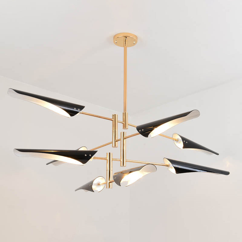 Black Hanging Lighting Fixtures Modern Metal Linear Pendant Lighting 8 Black Clearhalo 'Ceiling Lights' 'Chandeliers' 'Modern Chandeliers' 'Modern' Lighting' 2549048