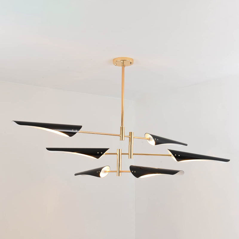 Black Hanging Lighting Fixtures Modern Metal Linear Pendant Lighting 6 Black Clearhalo 'Ceiling Lights' 'Chandeliers' 'Modern Chandeliers' 'Modern' Lighting' 2549051