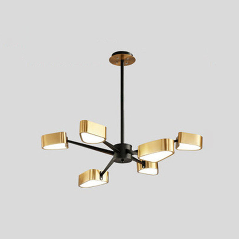 Gold Chandelier Lighting Fixtures Post-Modern Metal Triangular Hanging Ceiling Light 6 Black Clearhalo 'Ceiling Lights' 'Chandeliers' 'Modern Chandeliers' 'Modern' Lighting' 2549059