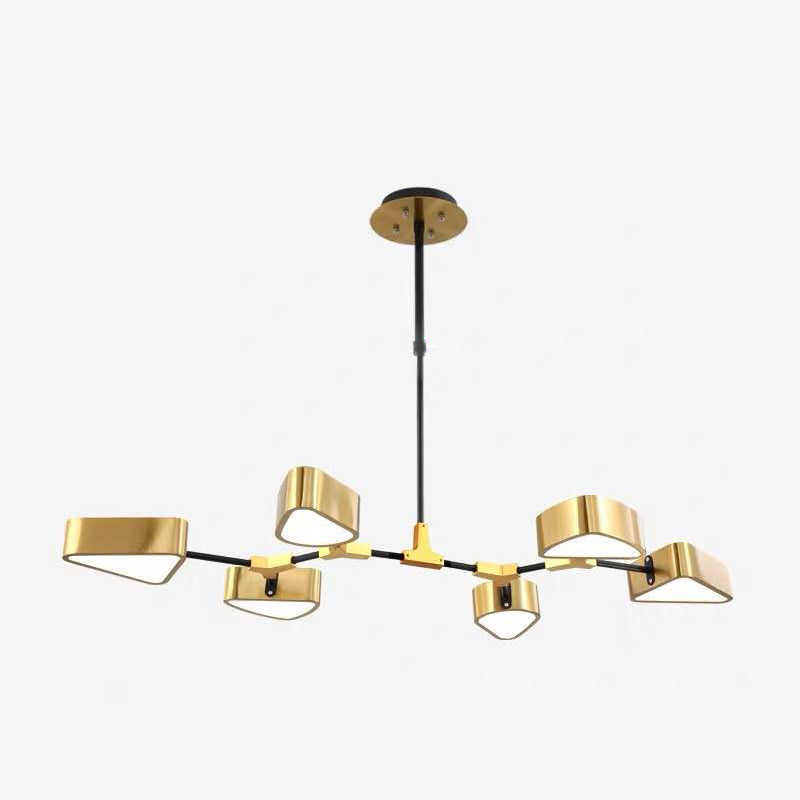 Gold Chandelier Lighting Fixtures Post-Modern Metal Triangular Hanging Ceiling Light 6 Gold Clearhalo 'Ceiling Lights' 'Chandeliers' 'Modern Chandeliers' 'Modern' Lighting' 2549060