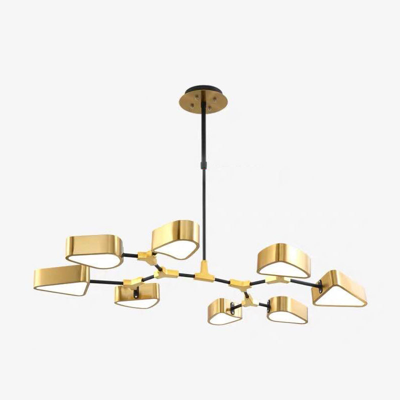 Gold Chandelier Lighting Fixtures Post-Modern Metal Triangular Hanging Ceiling Light 8 Gold Clearhalo 'Ceiling Lights' 'Chandeliers' 'Modern Chandeliers' 'Modern' Lighting' 2549061