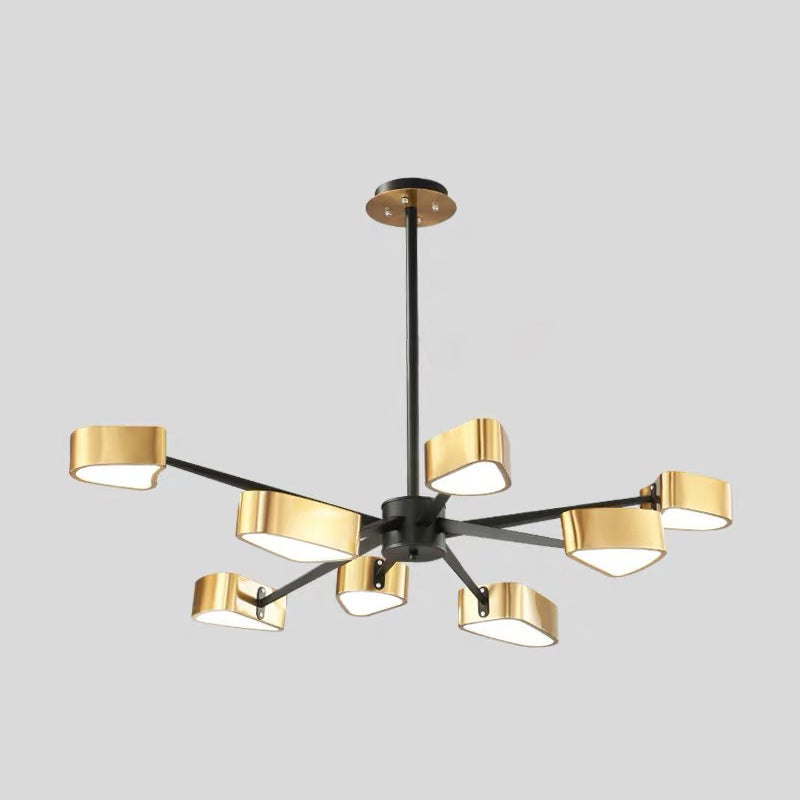 Gold Chandelier Lighting Fixtures Post-Modern Metal Triangular Hanging Ceiling Light 8 Black Clearhalo 'Ceiling Lights' 'Chandeliers' 'Modern Chandeliers' 'Modern' Lighting' 2549063