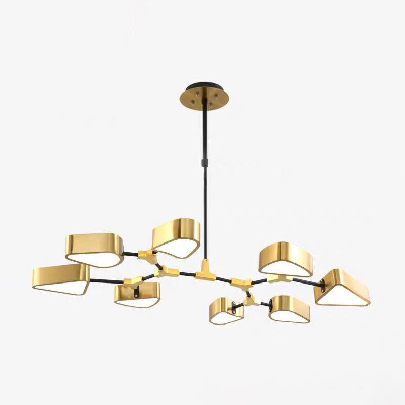 Gold Chandelier Lighting Fixtures Post-Modern Metal Triangular Hanging Ceiling Light Clearhalo 'Ceiling Lights' 'Chandeliers' 'Modern Chandeliers' 'Modern' Lighting' 2549066