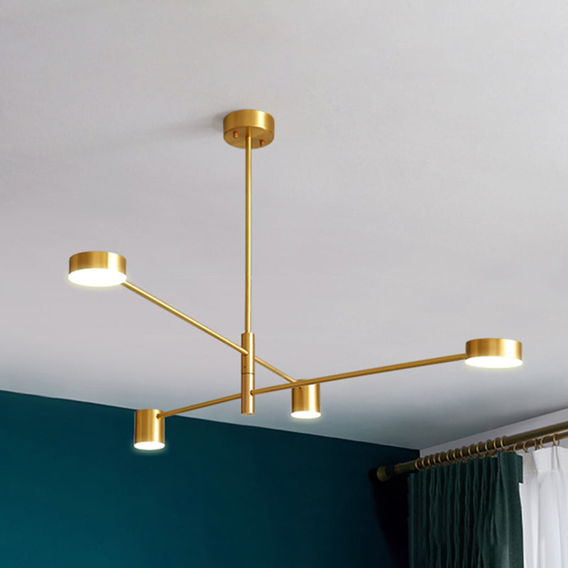 Gold Pendant Lighting Fixtures Modern Metal Flat Discs Hanging Ceiling Light 4 Gold Clearhalo 'Ceiling Lights' 'Chandeliers' 'Modern Chandeliers' 'Modern' Lighting' 2549069