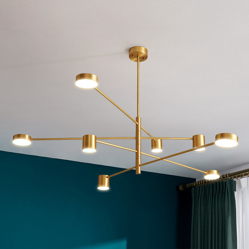 Gold Pendant Lighting Fixtures Modern Metal Flat Discs Hanging Ceiling Light 8 Gold Clearhalo 'Ceiling Lights' 'Chandeliers' 'Modern Chandeliers' 'Modern' Lighting' 2549071