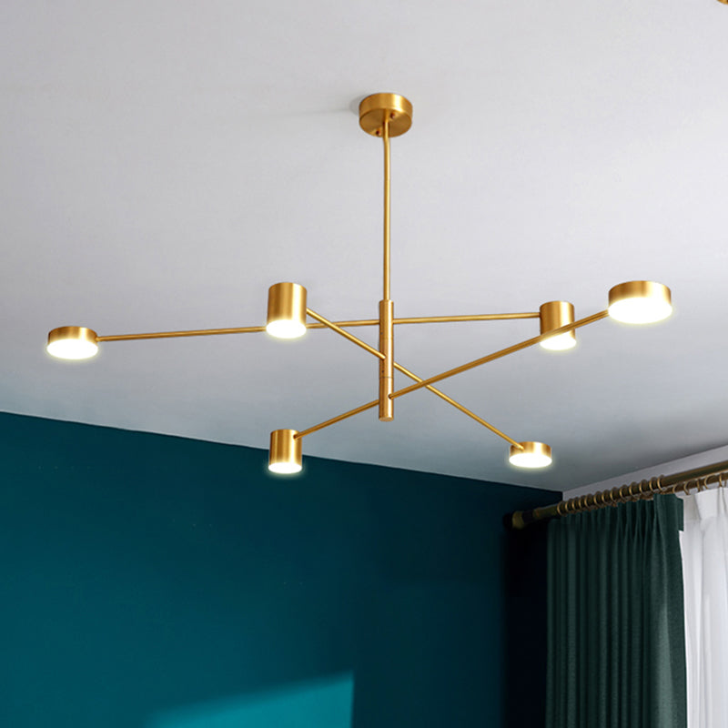 Gold Pendant Lighting Fixtures Modern Metal Flat Discs Hanging Ceiling Light 6 Gold Clearhalo 'Ceiling Lights' 'Chandeliers' 'Modern Chandeliers' 'Modern' Lighting' 2549073