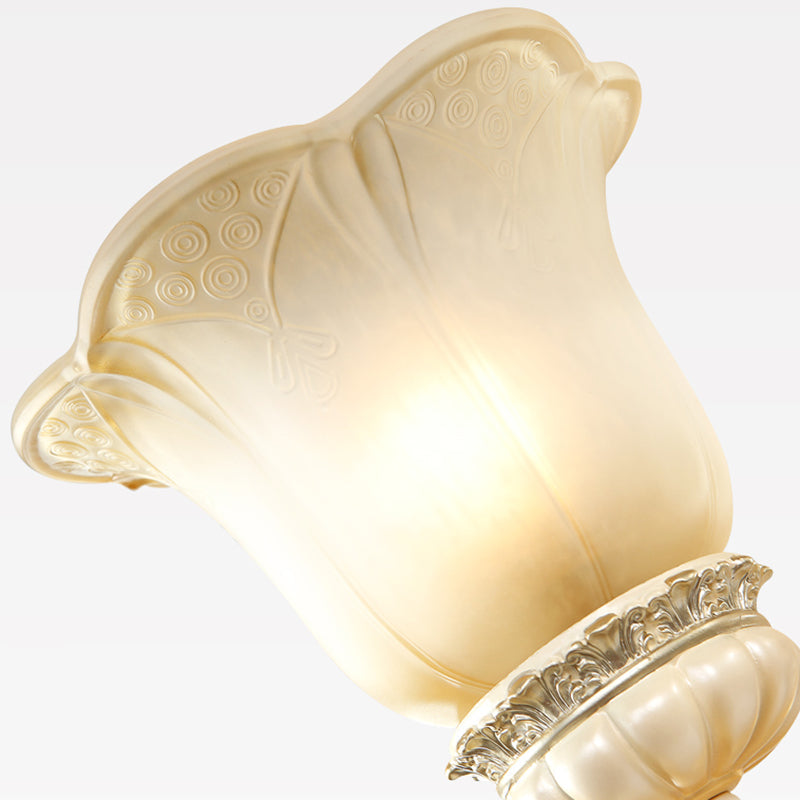 Flower White Glass Wall Mount Light Traditional 1/2 Lights Hallway Sconce Light Fixture with Crystal Drop Clearhalo 'Wall Lamps & Sconces' 'Wall Lights' Lighting' 255100