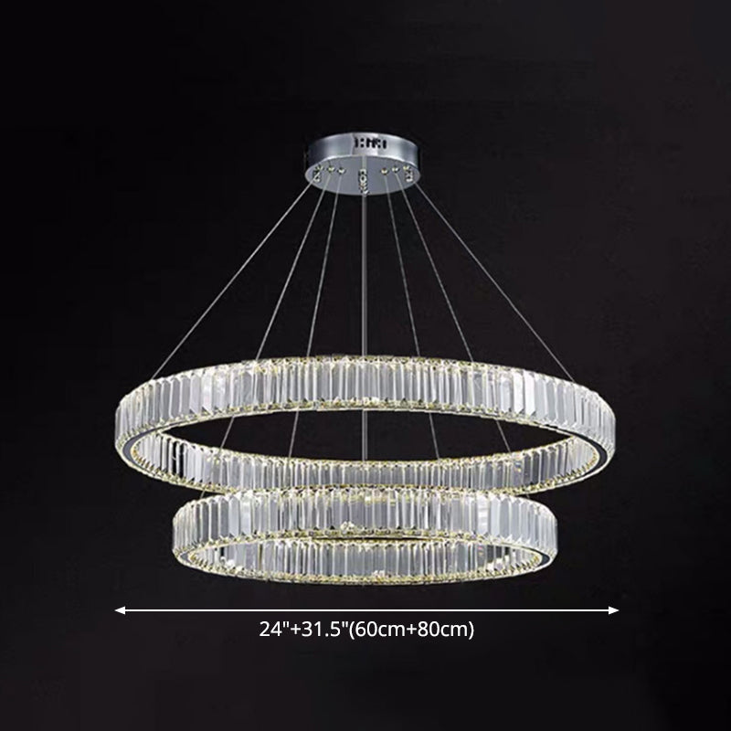 Ultra-modern Ring LED Chandelier Lamp Crystal Suspension Pendant Light for Living Room Clearhalo 'Ceiling Lights' 'Chandeliers' 'Modern Chandeliers' 'Modern' Lighting' 2552391