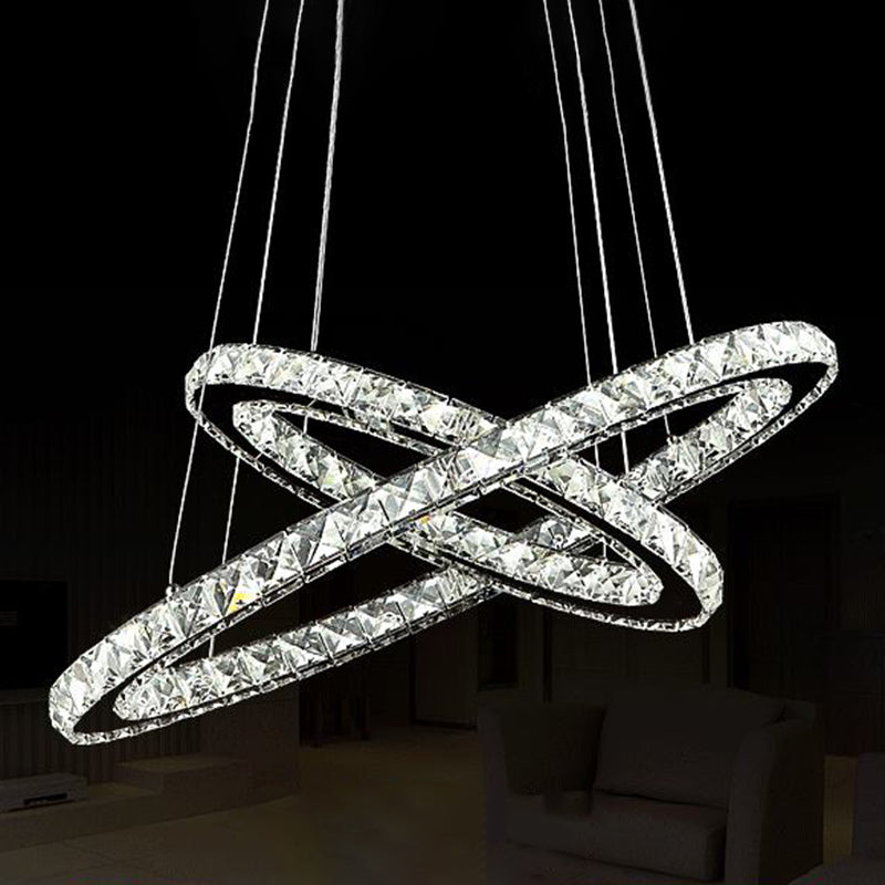 Modern Circle LED Chandelier Light Fixtures Crystal Block Hanging Pendant Lights for Bedroom Clear Clearhalo 'Ceiling Lights' 'Chandeliers' 'Clear' 'Industrial' 'Modern Chandeliers' 'Modern' 'Tiffany' 'Traditional Chandeliers' Lighting' 2552407