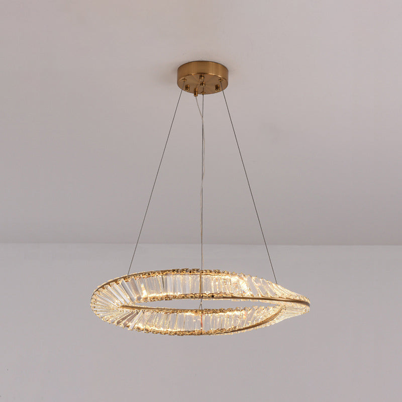 Contemporary Wave Chandelier Lighting Fixtures Crystal Pendant Ceiling Lights for Living Room Gold 23.5