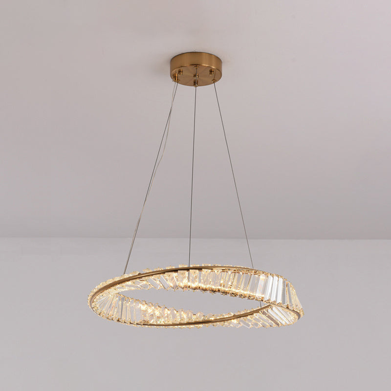 Contemporary Wave Chandelier Lighting Fixtures Crystal Pendant Ceiling Lights for Living Room Gold 31.5