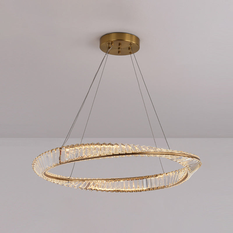 Contemporary Wave Chandelier Lighting Fixtures Crystal Pendant Ceiling Lights for Living Room Gold 39.5